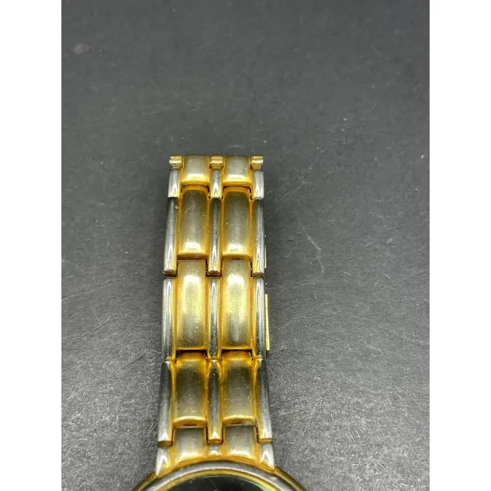 Vintage NK Ermani Quartz Men's Watch Gold Tone Black Dial 35mm Water Resistant